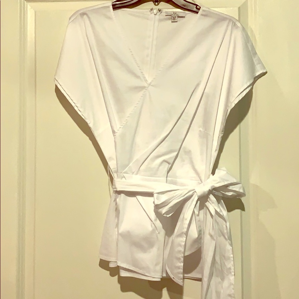 Halston women’s peplum top with sash!